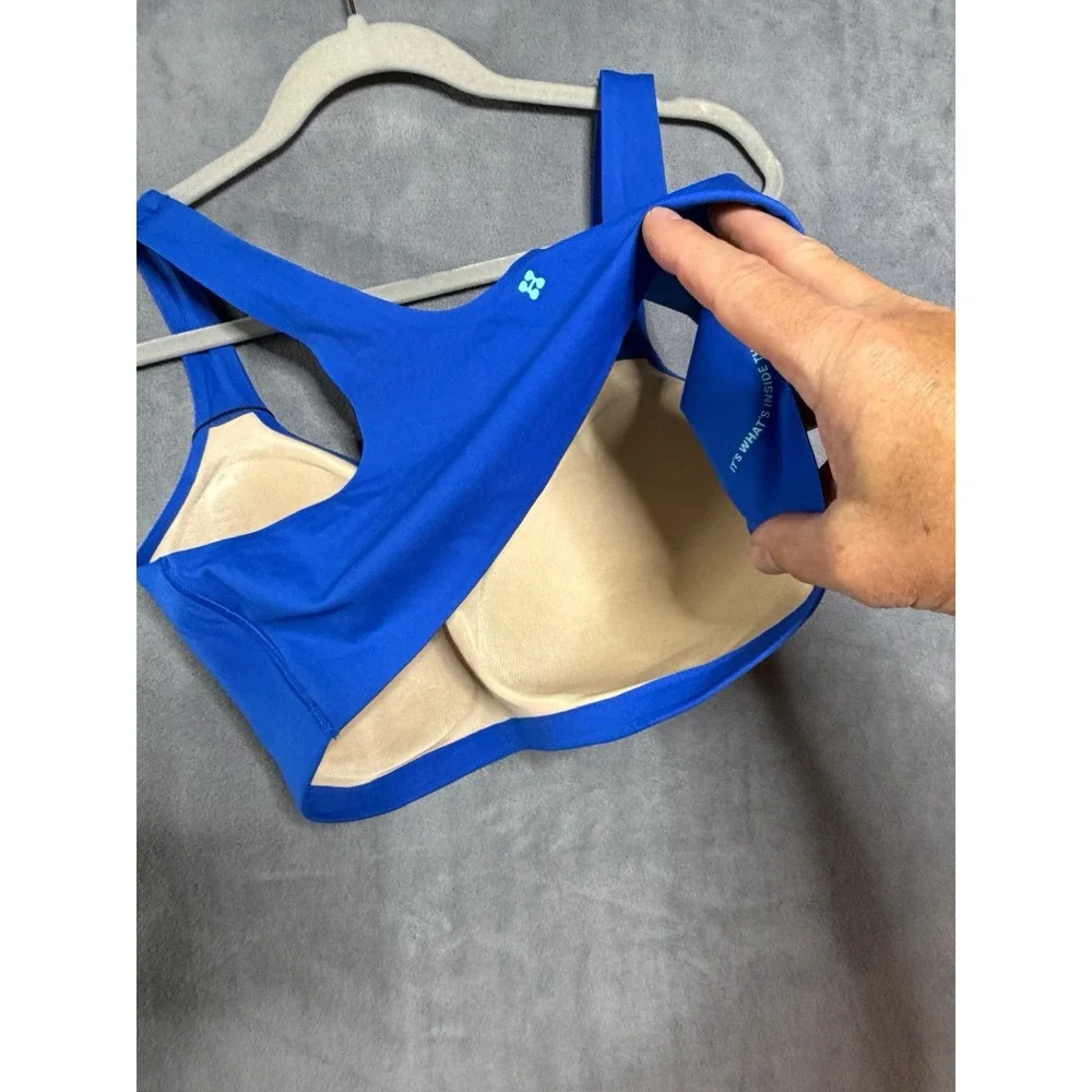 New HUUG XXL Double Plunge Wireless Bra Orient Blue NWT Comfort Stretch Colorful